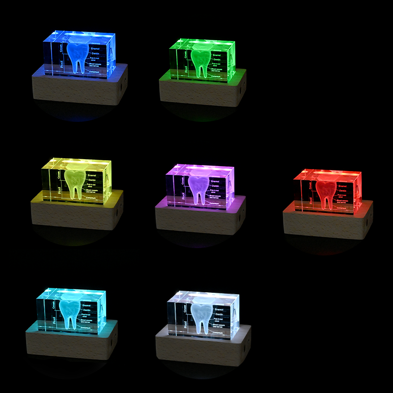 3d photo crystal with led light base