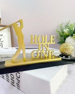 Gold golf trophy