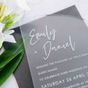 Engraved 5×7 Acrylic Semi Arch Wedding Invitations