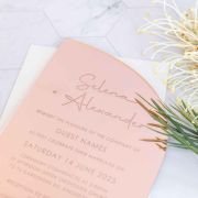 Engraved 5×7 Mirror Acrylic Semi Arch Wedding Invitations