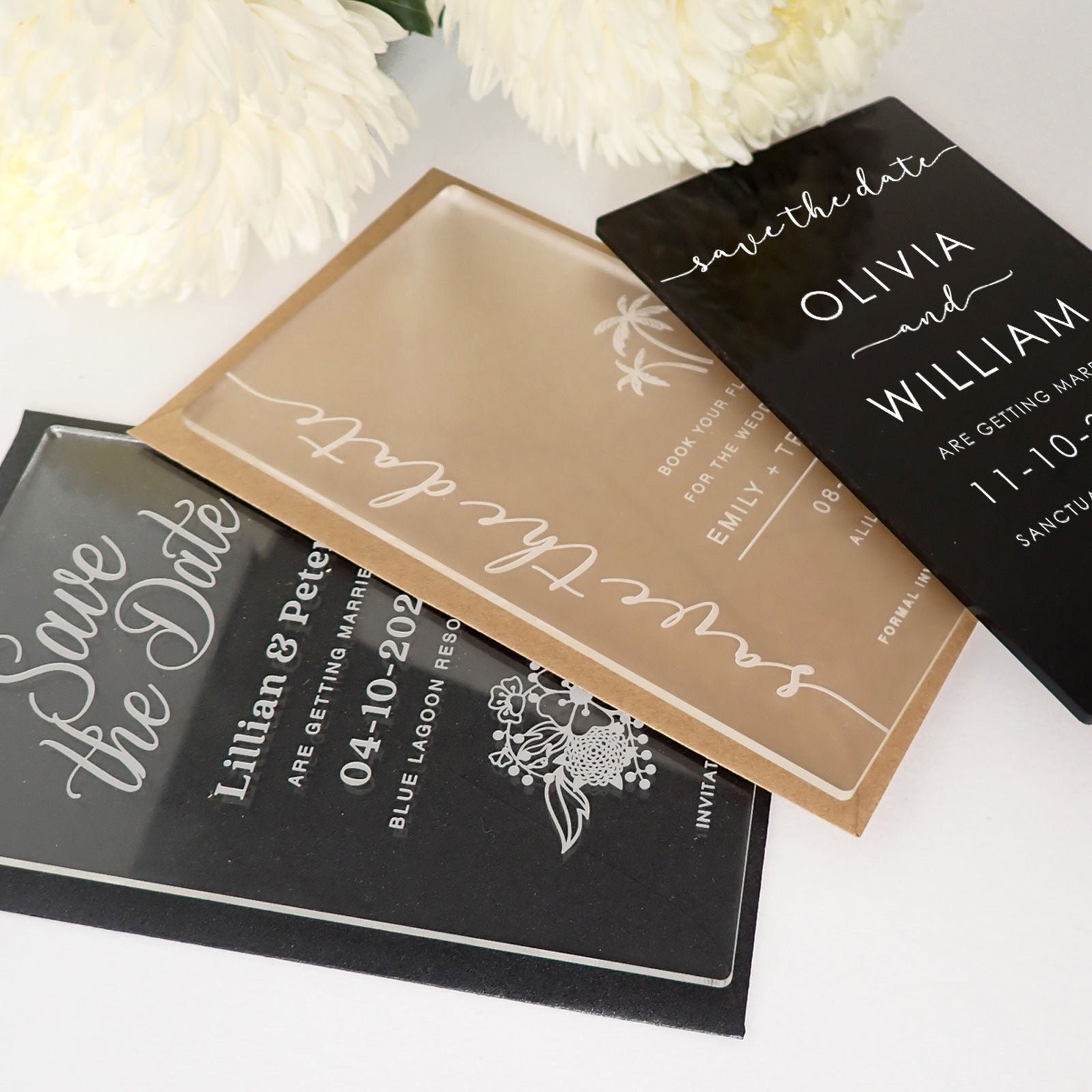 11B Engraved Acrylic ‘Save the Date’ Cards