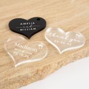 Engraved Acrylic Heart Wedding Gift Tags
