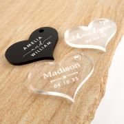 Engraved Acrylic Heart Wedding Gift Tags