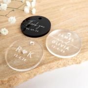 Engraved Acrylic Round Wedding Gift Tags