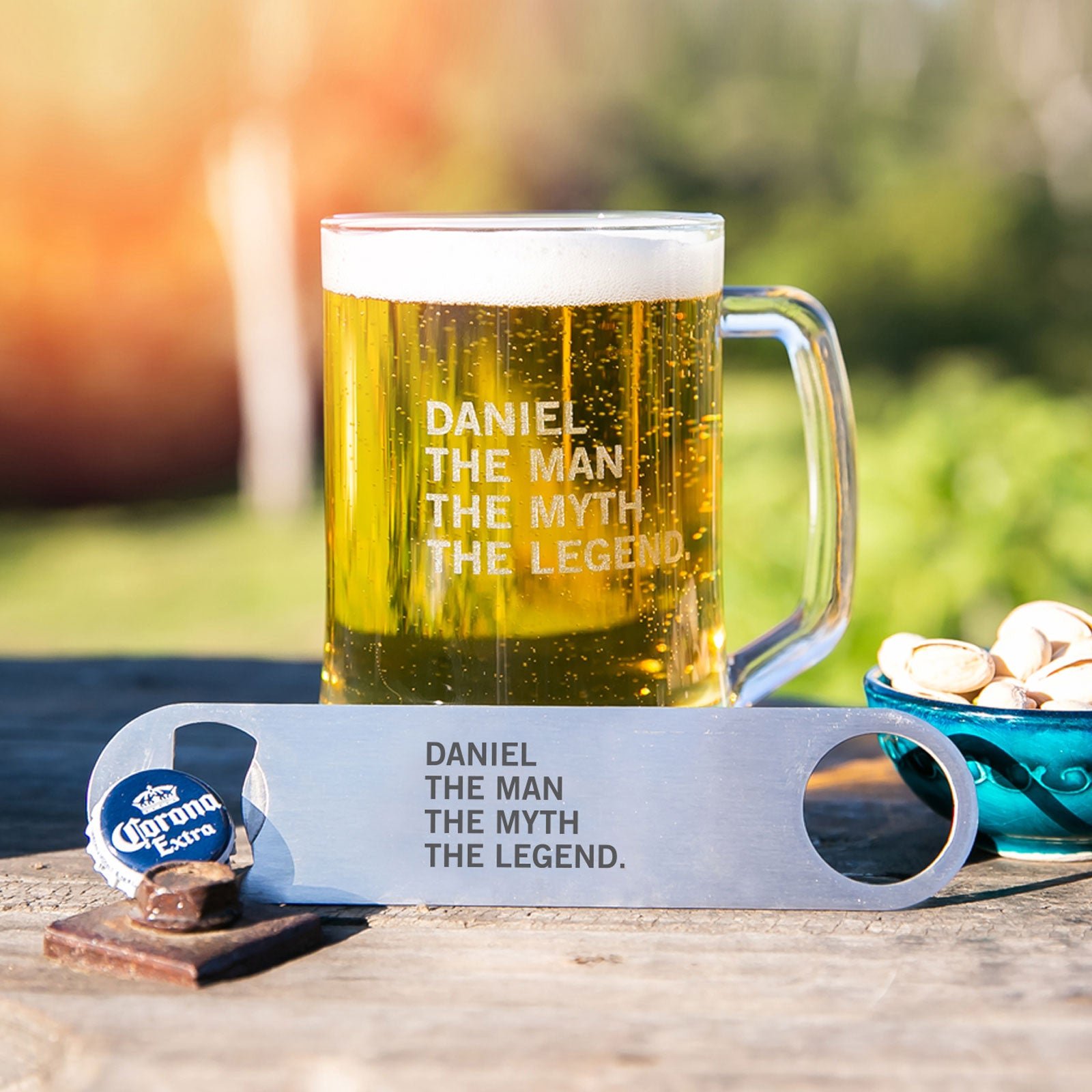 Gift Boxed Engraved Birthday 500ml Beer Mug and Stainless Steel Barmate