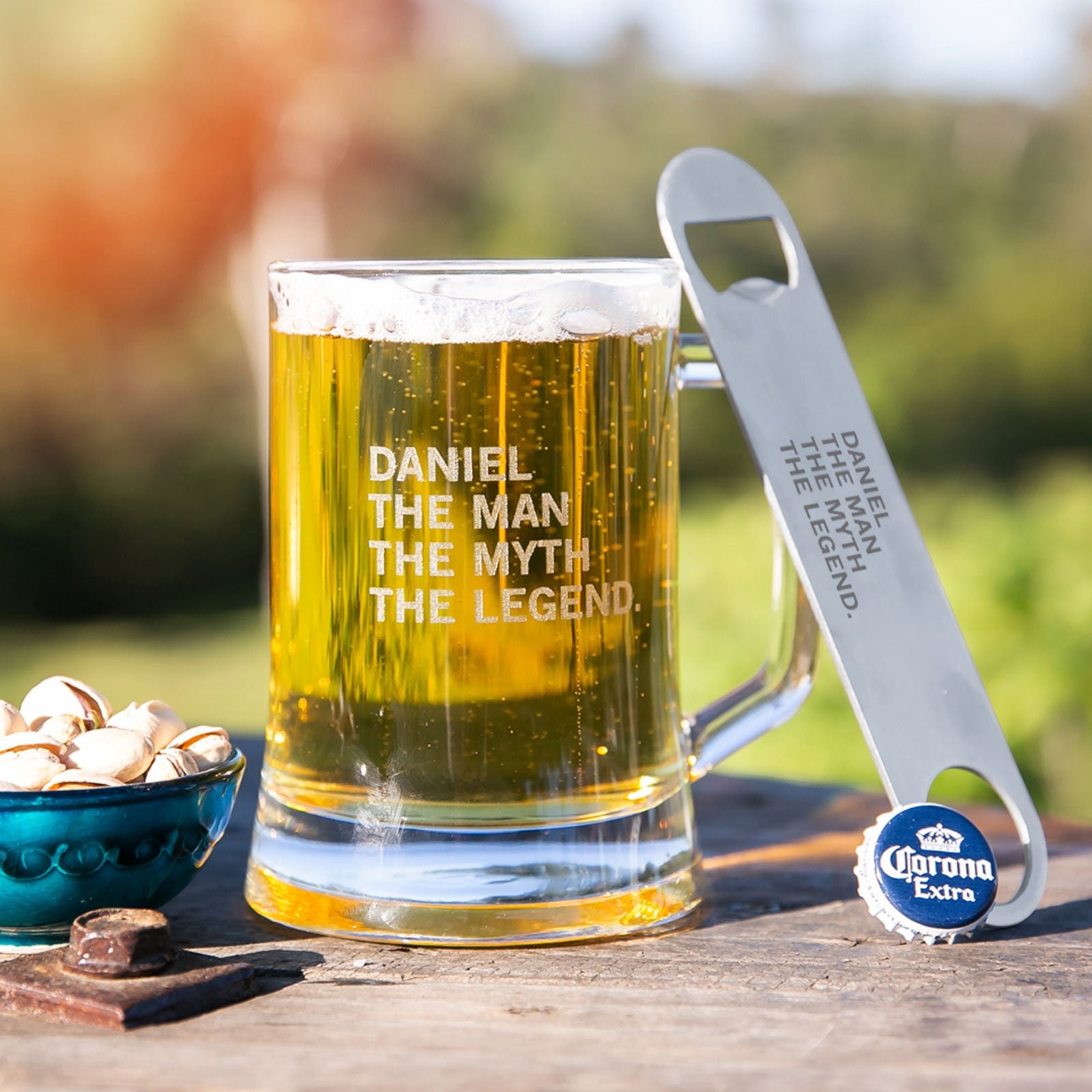 Gift Boxed Engraved Birthday 500ml Beer Mug and Stainless Steel Barmate