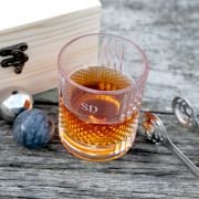 Engraved Birthday Wooden Gift Boxed Spinning Scotch Glass Set