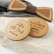 Engraved Wooden Bridal Party Badges