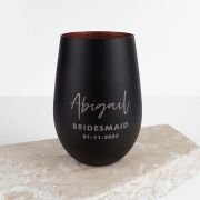 Engraved Matte Black 465ml Stemless Wine Glass