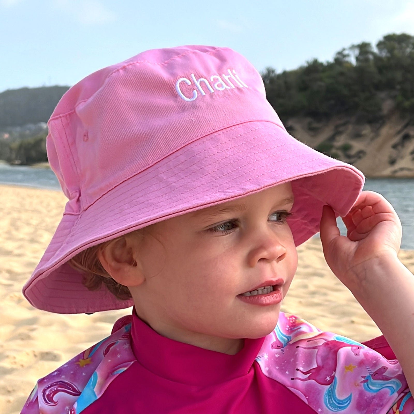 Personalised Kids 58cm Adjustable Beach Bucket Hat