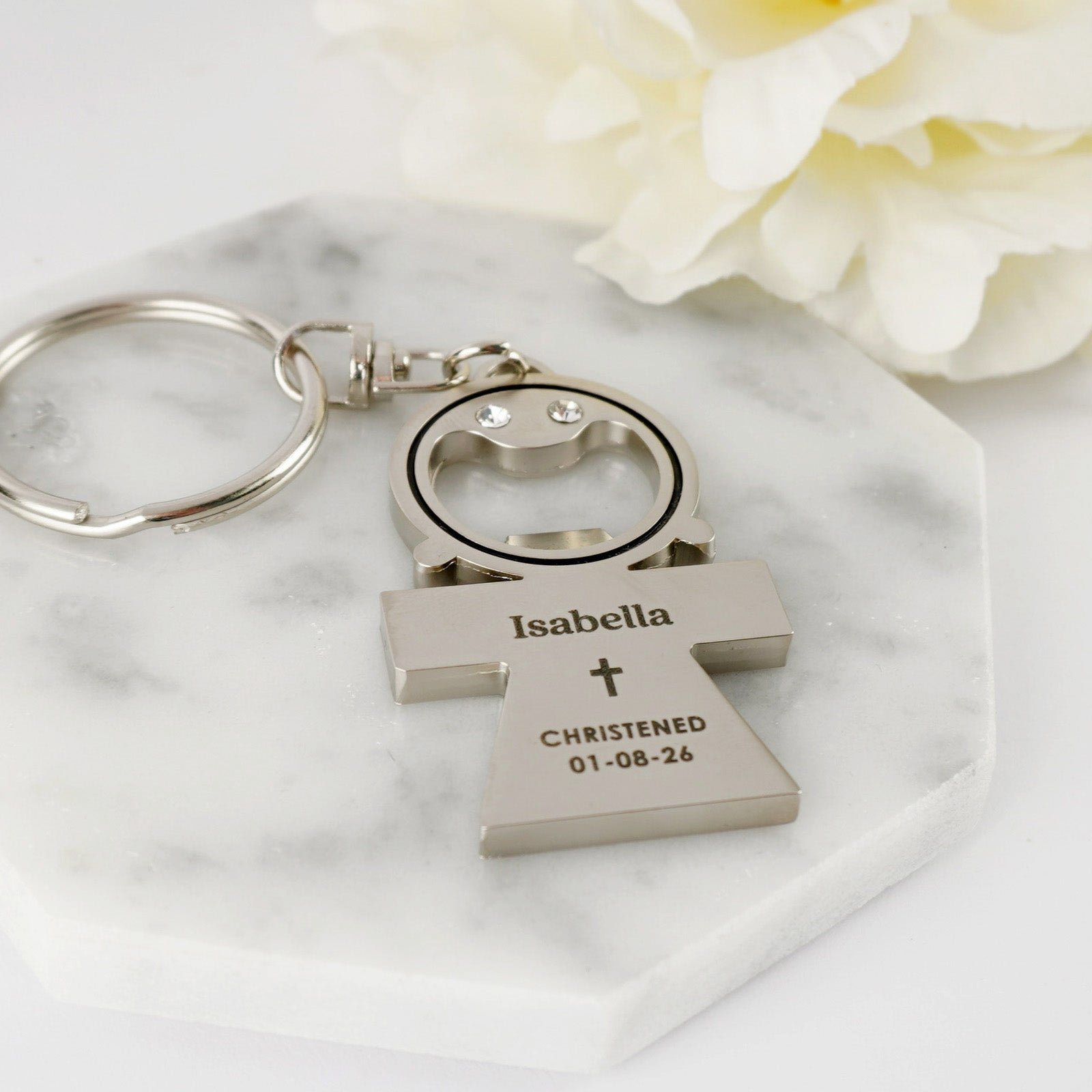 Girl Christening Keyring with Bottle Opener