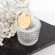 Wedding Crystal Glass Favour Jar with Engraved Gift Tag