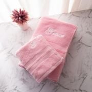 Embroidered 100% Cotton Bath Towel and Hand Towel Set – Pink