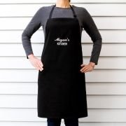 Embroidered Black Kitchen Apron
