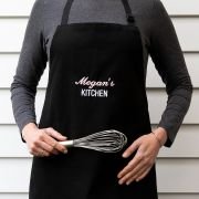 Embroidered Black Kitchen Apron