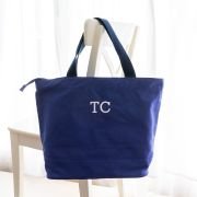 Embroidered Navy Canvas Tote Bag