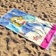 Embroidered Kids Beach Towel Mermaid