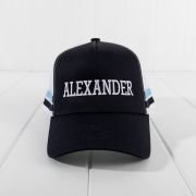 Embroidered Kids Striped Trucker Cap – Navy