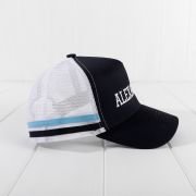 Embroidered Kids Striped Trucker Cap – Navy