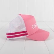 Embroidered Kids Striped Trucker Cap – Pink