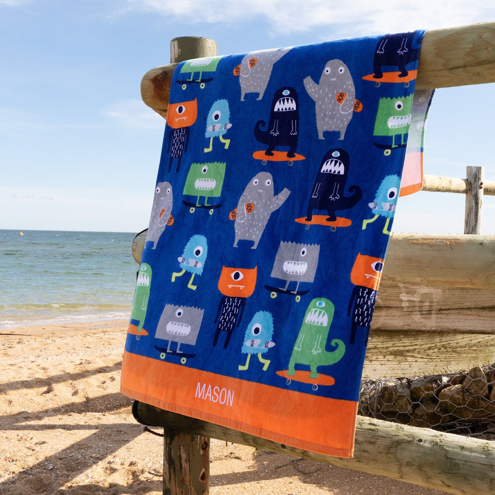 Embroidered Monster Kids Beach Towel