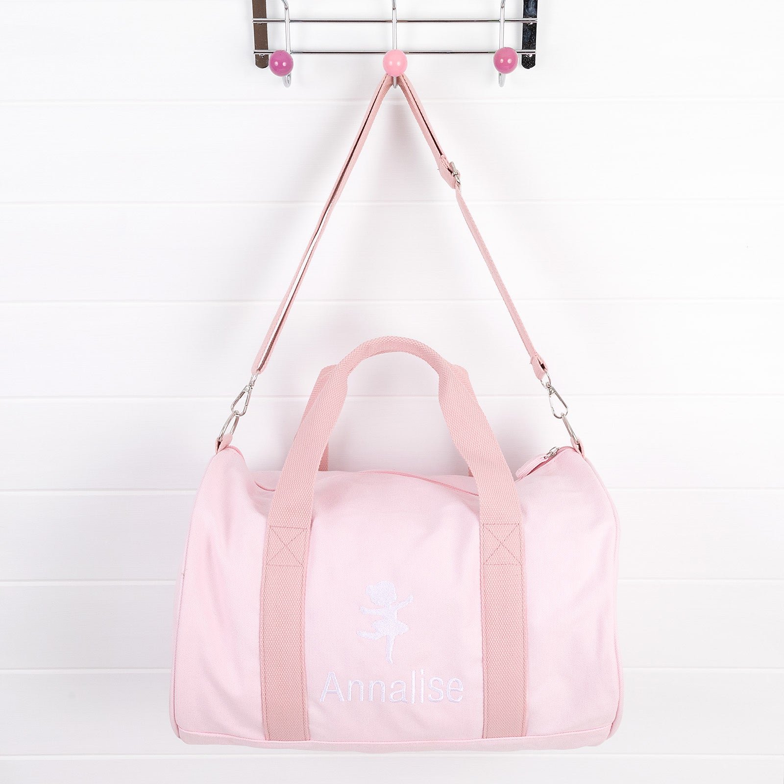 Embroidered Blush Pink Canvas Dance Duffle Bag