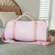 Embroidered Blush Pink Canvas Duffle Bag