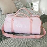 Embroidered Blush Pink Canvas Duffle Bag