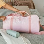 Embroidered Blush Pink Canvas Duffle Bag