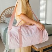 Embroidered Blush Pink Canvas Duffle Bag