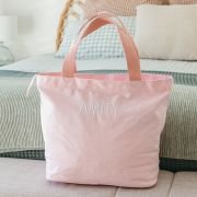 Embroidered Blush Pink Canvas Tote Bag
