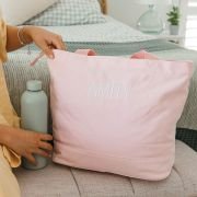 Embroidered Blush Pink Canvas Tote Bag