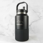 Engraved Black Stainless Steel Water Bottle 1920ml