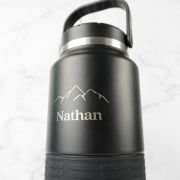 Engraved Black Stainless Steel Water Bottle 1920ml
