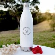 Engraved 1L White Metal Drink Bottle