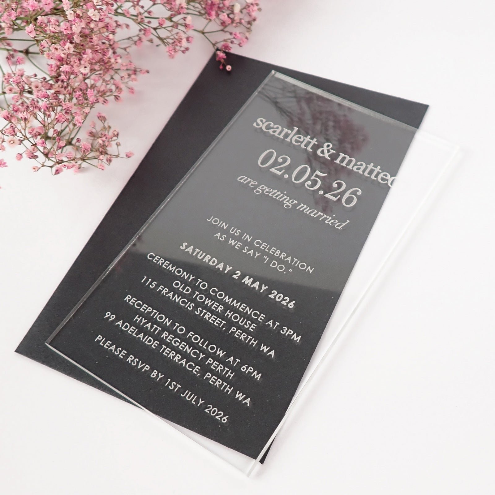 11B Engraved Acrylic Wedding Invitations