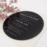 Engraved Round Acrylic Wedding Invitations