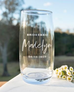 Engraved Bridal Party Wedding Water Glass