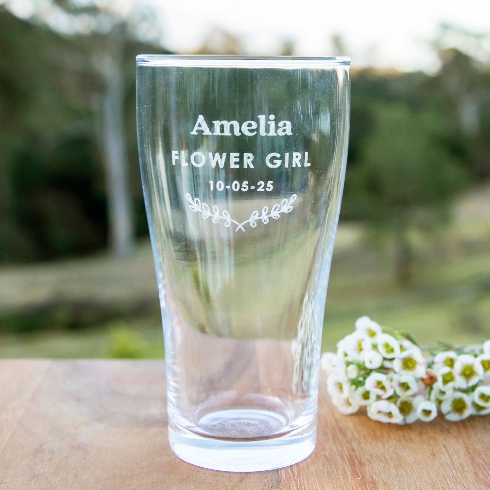 Engraved Wedding 285ml Soft Drink Glass