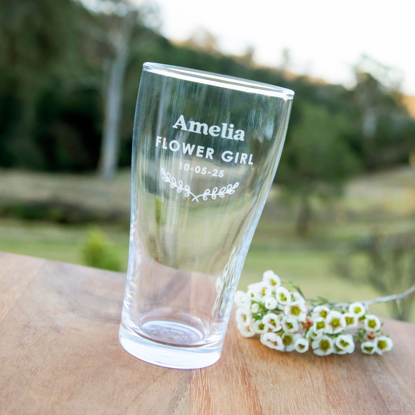 Engraved Wedding 285ml Soft Drink Glass