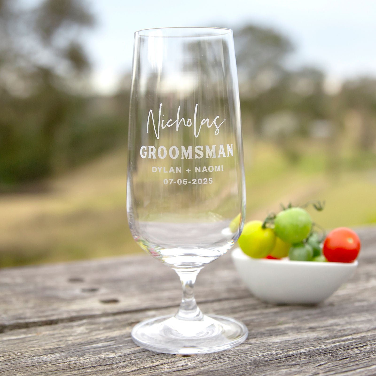 Engraved Bridal Party 410ml Beer Glass