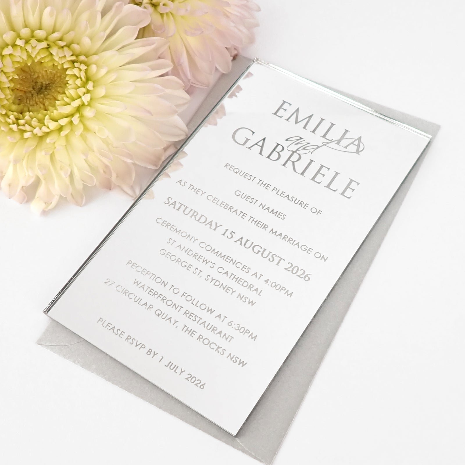 11B Engraved Mirror Acrylic Wedding Invitations