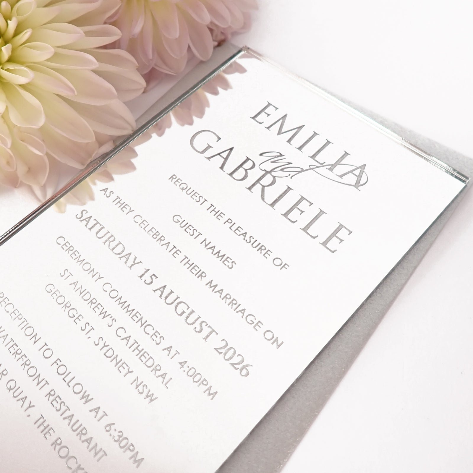 11B Engraved Mirror Acrylic Wedding Invitations