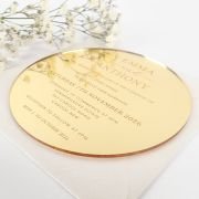 Engraved Round Mirror Acrylic Wedding Invitations