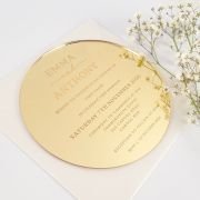 Engraved Round Mirror Acrylic Wedding Invitations