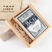 Engraved Wooden Gift Boxed Playing Cards with Dice