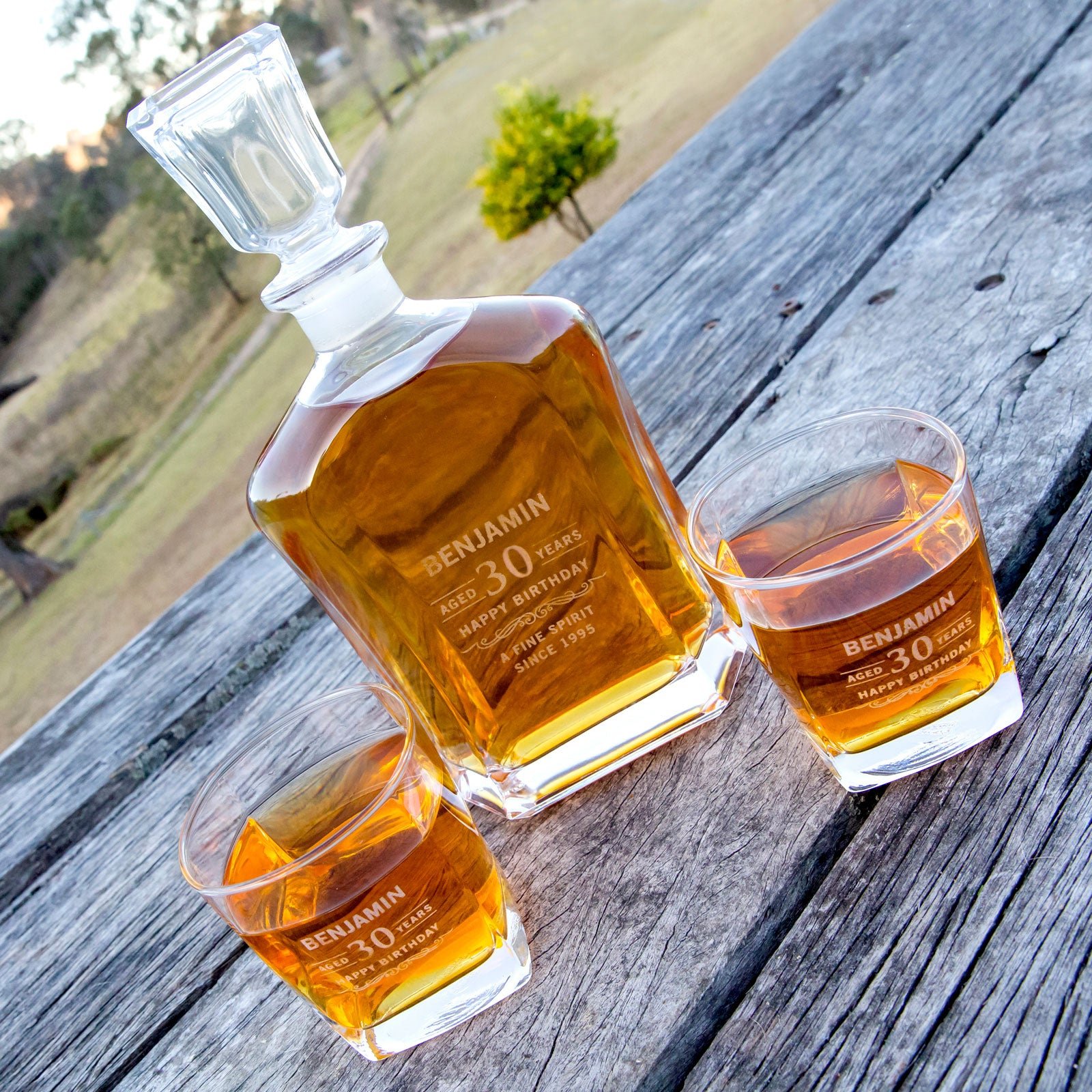 Birthday Decanter Gift Set – Premium Whiskey Decanter PLUS 2 Scotch Glasses