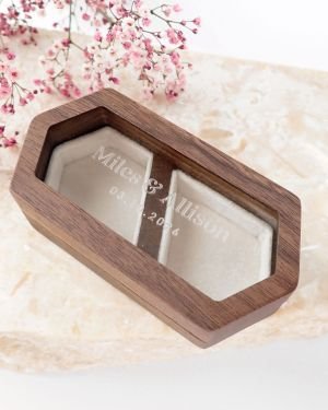 Engraved Walnut Wedding Ring Box