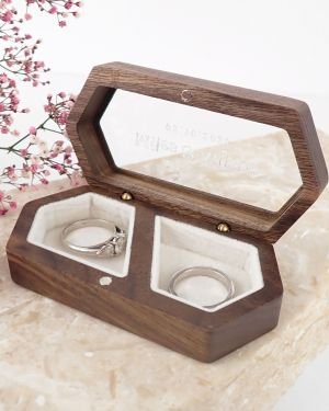 Engraved Walnut Wedding Ring Box
