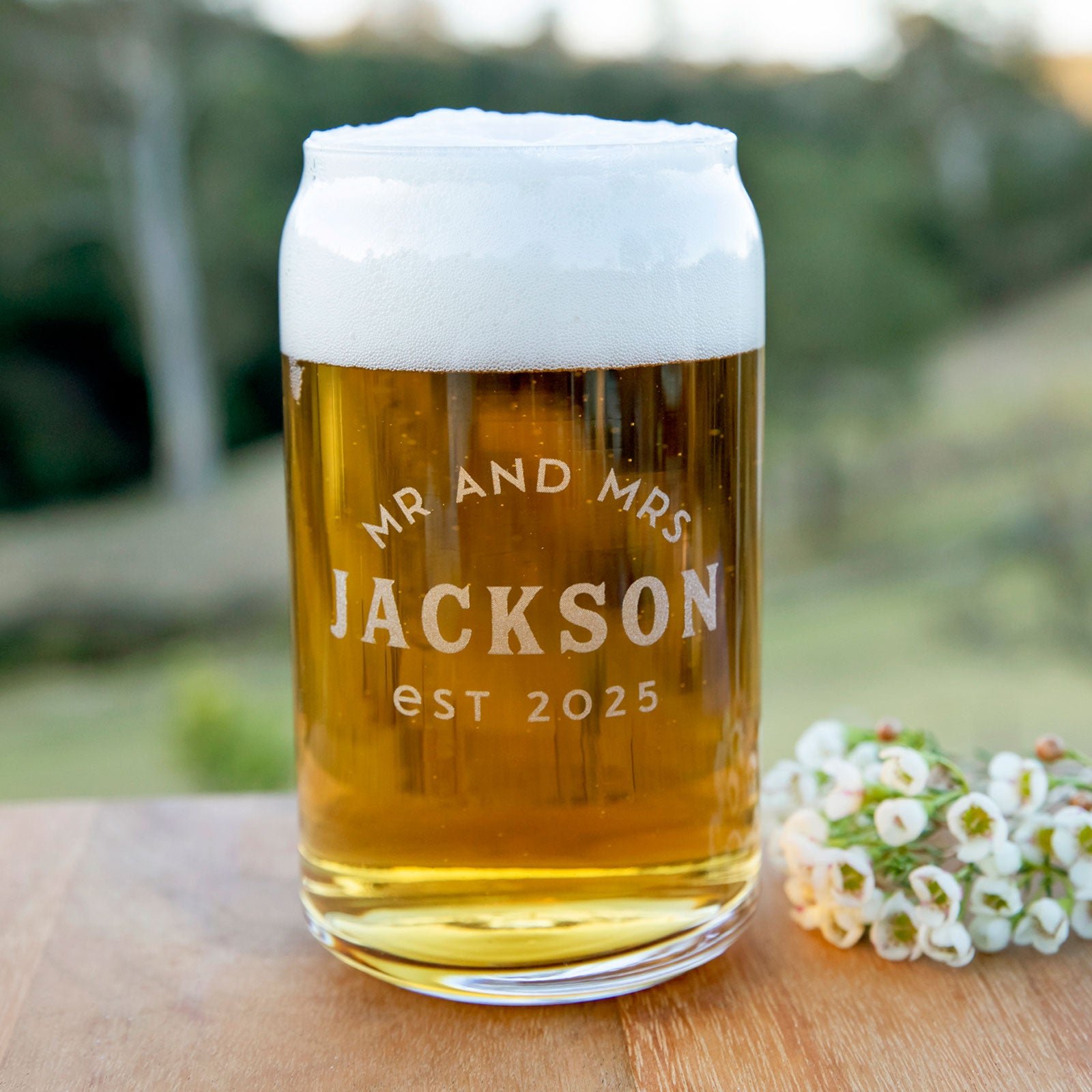 Engraved Wedding Glass Beer Can 470ml